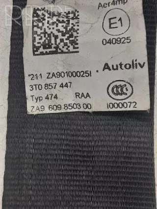 3t0857447, za90100025l, 1000072 , artTAJ5379 Ремень безопасности Skoda Superb 2 Арт TAJ5379, вид 2