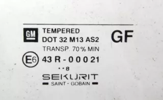 43R-00021 Стекло кузовное боковое правое Opel Astra G Арт 2044468, вид 2
