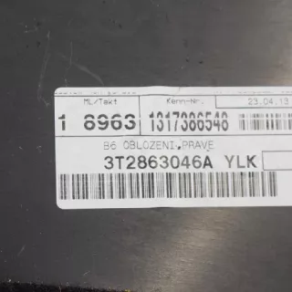 3T2863046A , art211454 Пластик салона Skoda Superb 2 Арт 211454, вид 3