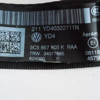 3C5857805K , art578794 Ремень безопасности задний левый Volkswagen Passat B7 Арт 578794, вид 4