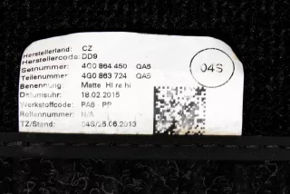 4G1863691A, 4G1863713A, 4G0864450 , art12760715 Коврики в салон Audi A6 C7 (S6,RS6) Арт 12760715, вид 9