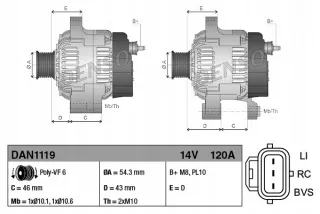 DAN1119 Генератор Ford C-max 1 Арт AL11876441752_3, вид 4