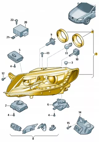 3C8,941,754Q Фара передняя (комплект) Volkswagen Passat CC Арт AL9076599066, вид 3