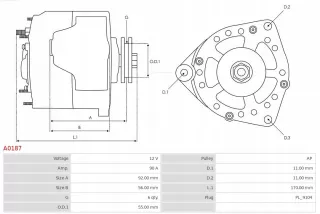 A0187 Генератор Mercedes SLK r171 Арт AL13067154546, вид 6