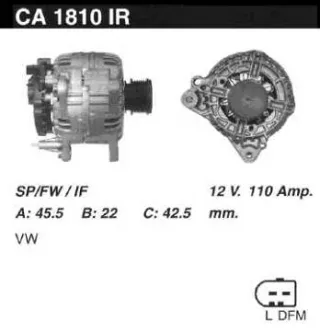 CA1810, 0124325083, 0124325130, 0986045390, DRB5390, 284862, LRA02358, LRA02358, 2542730, 2542730, 437470, 437470, 439501, 439501, TG11C017, TG11C017, 06F903023D, 06F903023E Генератор Seat Altea Арт 84761910_2, вид 1
