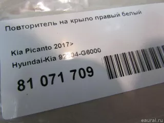 92304G6000 Hyundai-Kia Повторитель на крыло правый белый Kia Picanto 3 Арт E81071709, вид 5