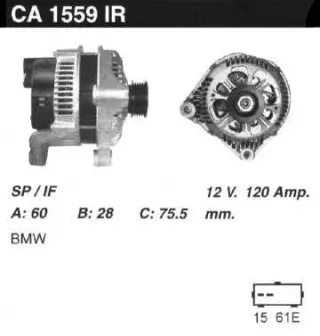 12312247389,12312247405,986044841,112462,CAL15266GS,DRA3809,CA1559IR,ALV1559DD,ALV1559LK,ALV1559UX,ALV1559YX,ALV7559BA,ALV7559UX,YLE000261,YLE102500L,LRA01955,ALV1559RB,GNU2562,YLE000260E,YLE102500,2542797,437116,439235,439301,A14VI26,A14VI28,SG12B080,1-3448-25W,22955N,301N20953Z Генератор BMW 5 E61 Арт CA1559BY-3