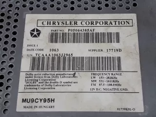 P05064385AF, MU9CY95H Магнитола Chrysler Voyager 4 Арт 1_89, вид 3