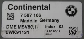 7587166 5WK91131 Блок управления двигателем BMW 3 E90/E91/E92/E93 Арт e2694822, вид 2