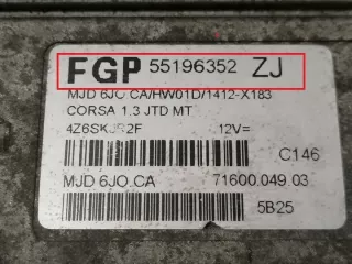 55196352ZJ Блок управления двигателем Opel Corsa C Арт e4713242, вид 2