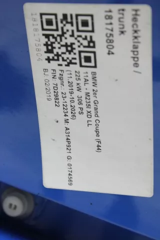 9462996 7D29822 Крышка багажника (дверь 3-5) BMW 2 F44 Арт e10581693, вид 4