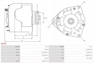 A0215 Генератор Opel Vectra C  Арт AL14354912002_2, вид 6