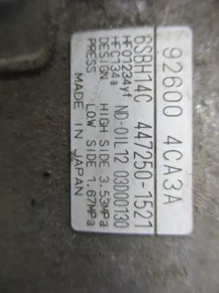 926004CA3A 6SBH14C 447250-1521 Компрессор кондиционера Nissan X-Trail T32 Арт e12578662, вид 2