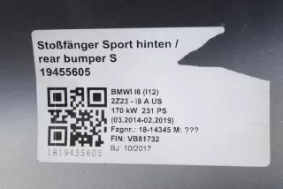 7394634 51127394634 VB81732 Бампер задний BMW i8 Арт e12387344, вид 5