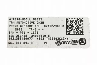 5K1880841A Подушка безопасности Volkswagen Golf 6 Арт e12231015, вид 1