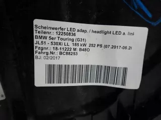 12250836 Фара левая BMW 5 G30/G31 Арт e11798461, вид 4