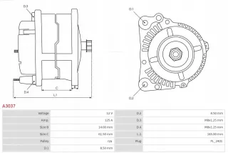 A3037 Генератор Opel Vivaro A Арт AL13979748732_4, вид 5