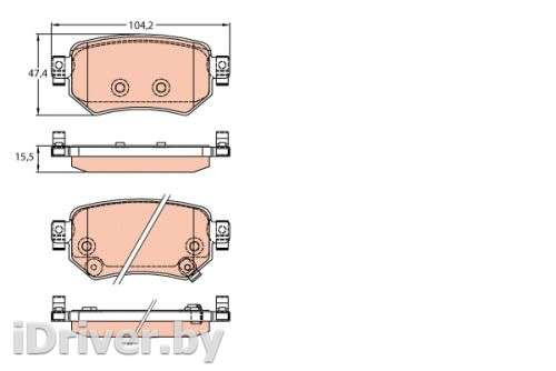 Тормозные колодки задние Mazda 6 3 2012г. gdb3632 trw - Фото 1