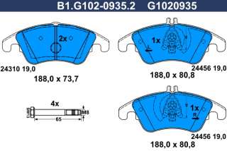 b1g10209352 galfer Тормозные колодки комплект к Mercedes C W204 Арт 73676182