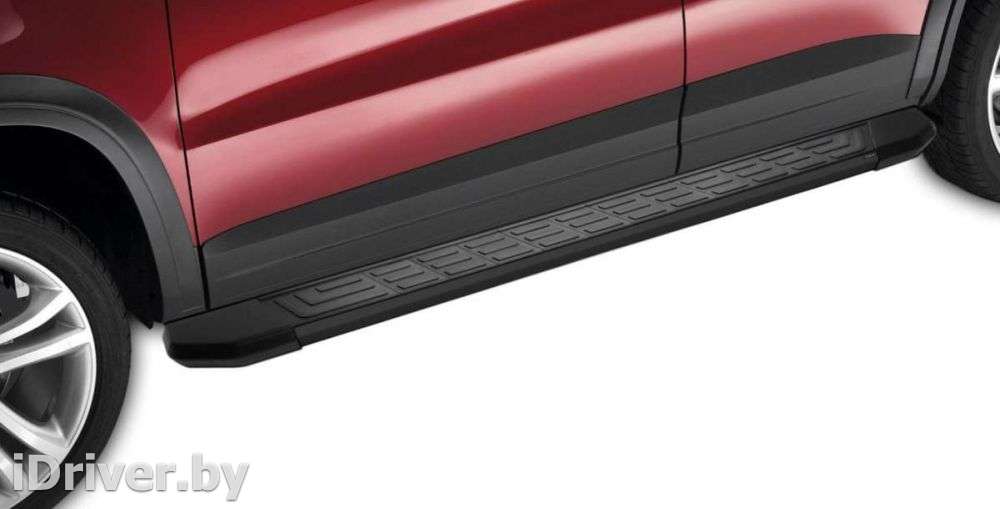 Пороги (комплект) боковые алюминиевые подножки NewLineBLACK Nissan Navara D40 2019г.   - Фото 3
