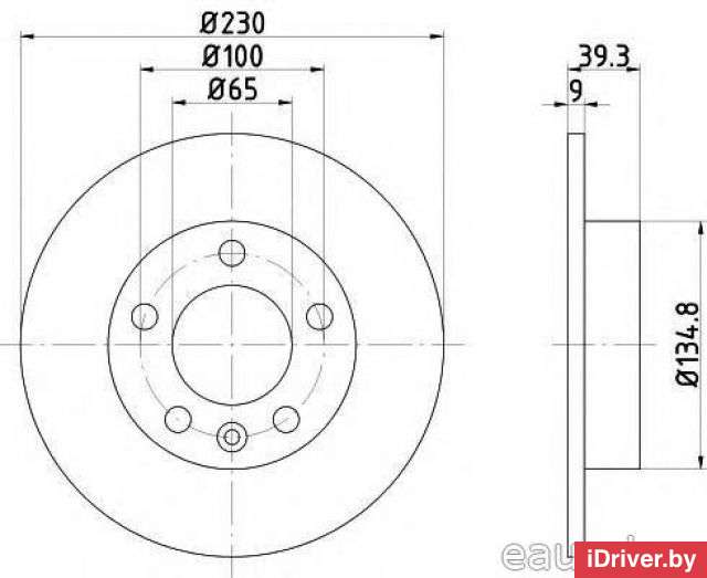 Диск тормозной задний Skoda Roomster restailing 2021г. 1J0615601N VAG - Фото 1
