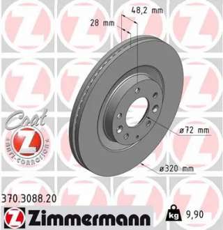 370308820 zimmermann Диск тормозной передний к Mazda CX-7 Арт 72179016