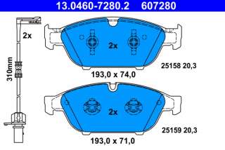 13046072802 ate Тормозные колодки комплект Audi A7 1 (S7,RS7) Арт 73669185, вид 1