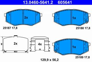 13046056412 ate Тормозные колодки комплект к Hyundai Sonata (YF) Арт 73669746
