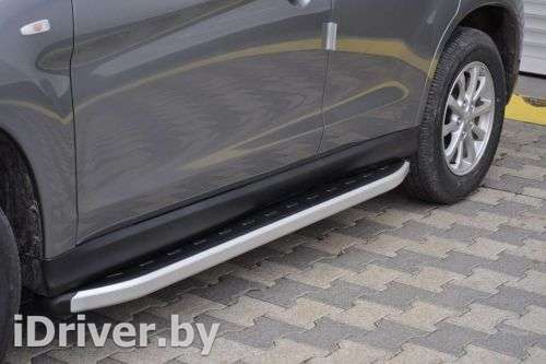 Накладка декоративная алюминиевые подножки NewStarGrey Hyundai Santa FE 4 (TM) 2003г.  - Фото 1