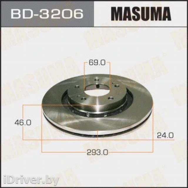 Диск тормозной передний Mitsubishi Outlander 1 2004г. bd3206 masuma - Фото 1