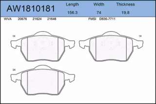 aw1810181 aywiparts Тормозные колодки комплект к Audi A4 B5 Арт 73663079