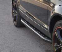  Пороги с накладным листом к Chevrolet TrailBlazer 2 (боковые подножки NewStarBlack) Арт 75246965