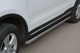 Пороги труба с проступью боковые подножки из нержавейки Chevrolet Tahoe GMT900 2003г.  - Фото 3