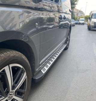 Обвес (комплект) боковые алюминиевые подножки M Line Grey Renault Logan Stepway 2019г.  - Фото 4