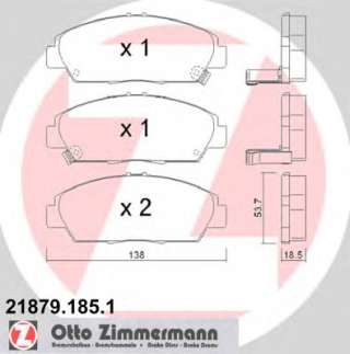 218791851 zimmermann Тормозные колодки комплект Honda Accord 4 Арт 73671755