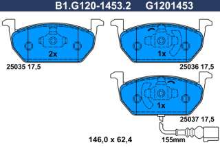 b1g12014532 galfer Тормозные колодки комплект к Volkswagen Golf 6 Арт 73674127