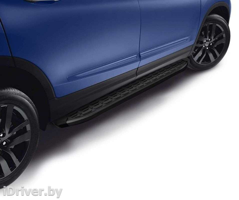 Защита штатного порога боковые алюминиевые подножки EvoBLACK Renault Logan Stepway 2019г.   - Фото 1