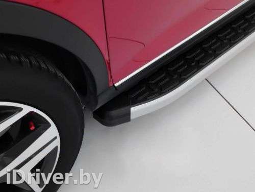 Пороги (комплект) боковые алюминиевые подножки EvoGREY Volkswagen Transporter T5 restailing 2019г.  - Фото 1