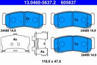 13046056372 ate Тормозные колодки комплект к Hyundai Santa FE 2 (CM) Арт 73669743