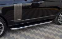 Пороги с накладным листом боковые подножки NewStarChrome Mercedes V W638 2003г.  - Фото 13